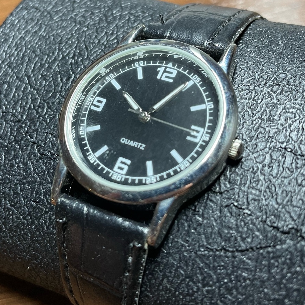 Black Leather-Band Watch